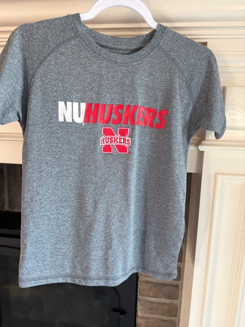 Rivalry Threads Gray NU Huskers Short Sleeve Tee with Red Logo